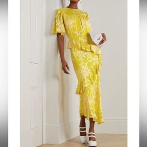 SALONI Vida ruffled fil coupe silk-blend georgette midi dress (US 2 / UK 6)